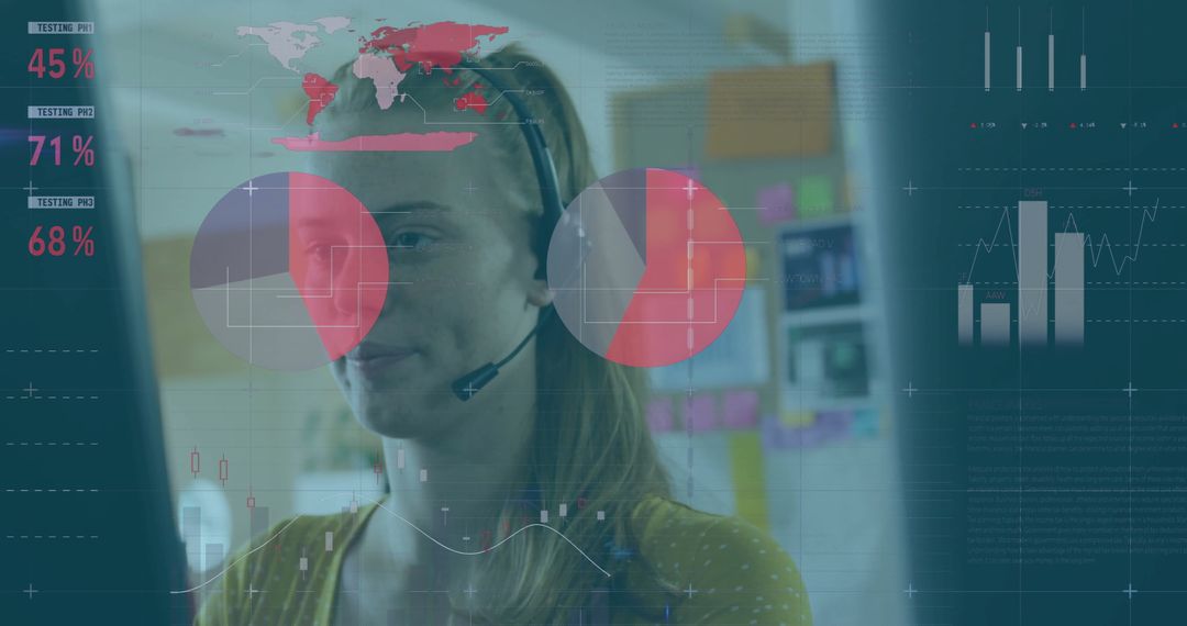 Businesswoman Analyzing Data Visualizations at Modern Workplace