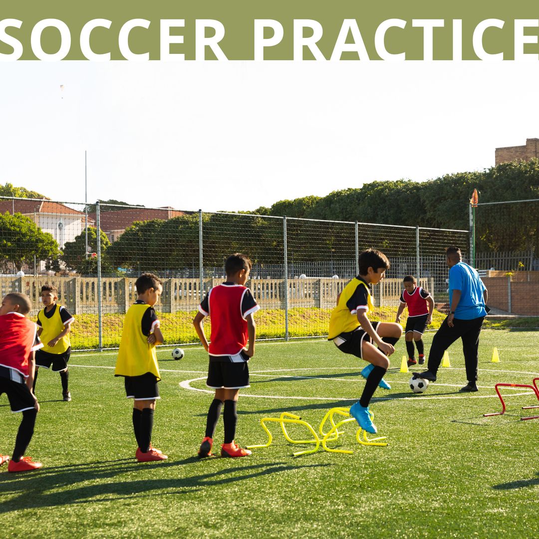 Young Soccer Players Training on Field During Practice Session
