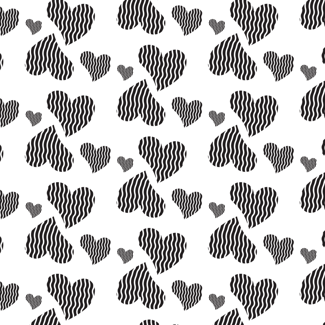 Seamless Transparent Heart Pattern on Black Background