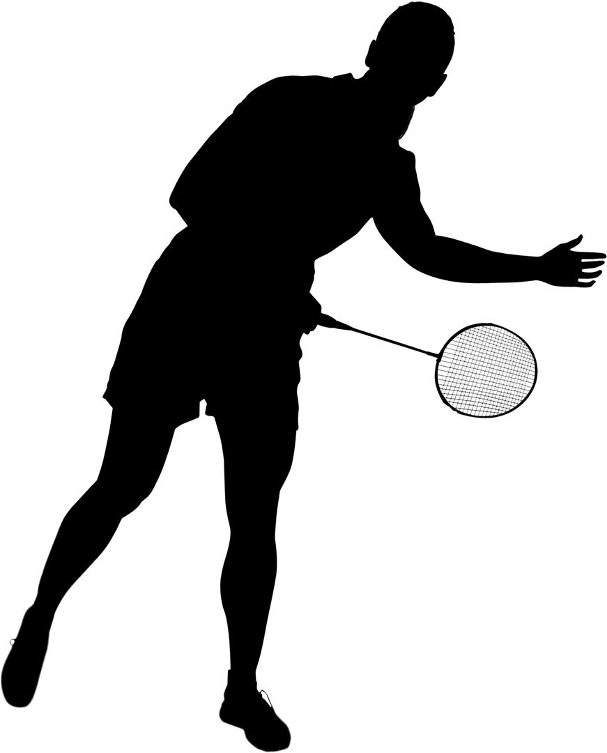 Transparent Silhouette of Female Badminton Player with Racket