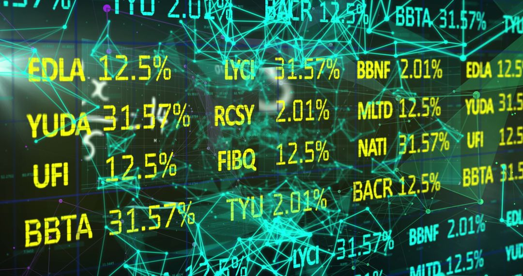 Stock Market Display with Digital Network Connections Concept