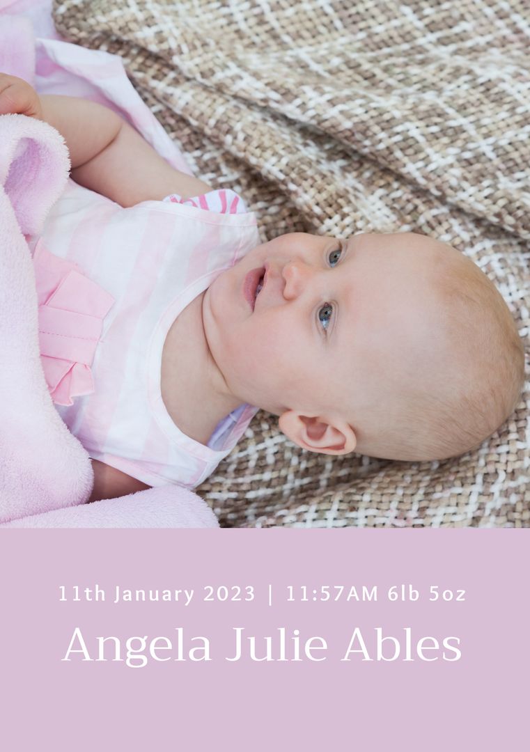 Newborn Baby Girl with Personal Details Card - Download Free Stock Templates Pikwizard.com