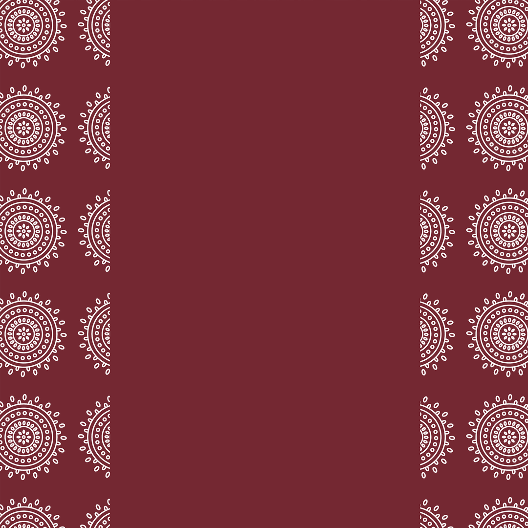 Intricate Mandala Pattern in White on Transparent Burgundy