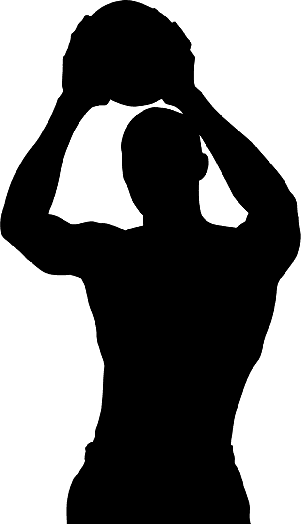 Sportsman Silhouette with Ball on Transparent Background