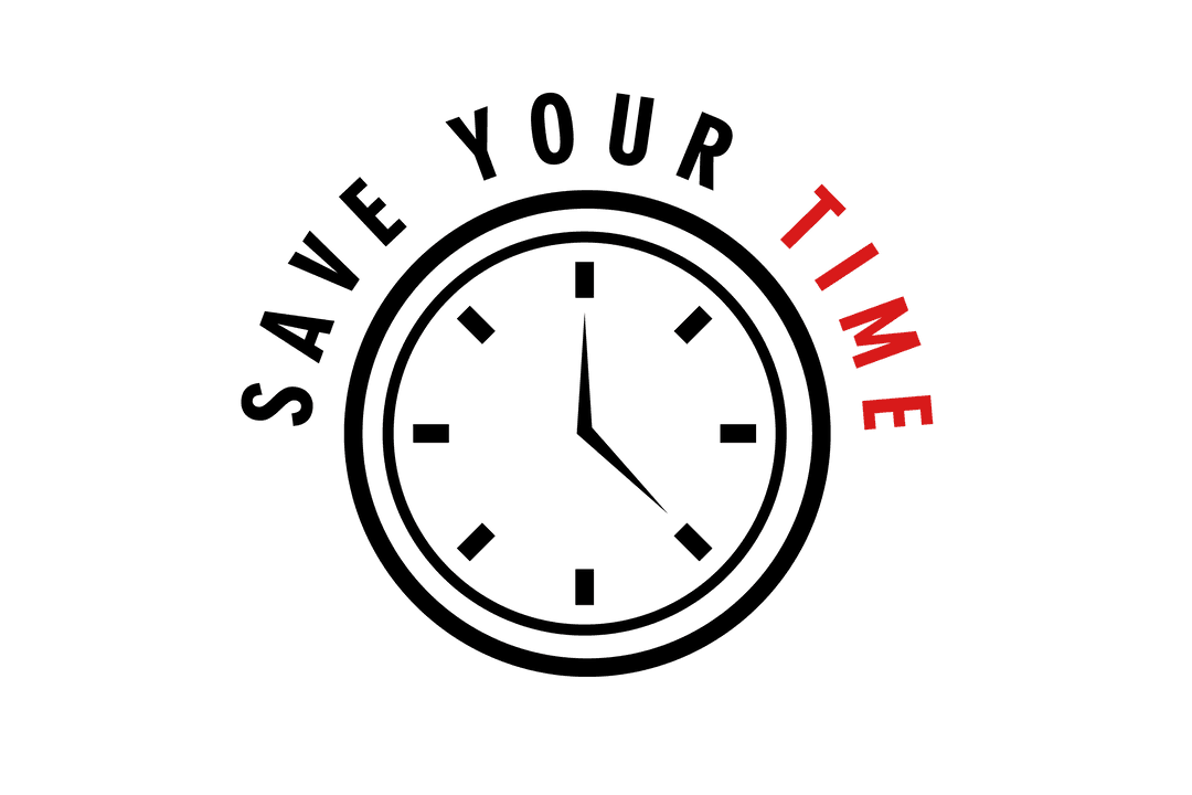 Illustration of Save Your Time with Clock on Transparent Background
