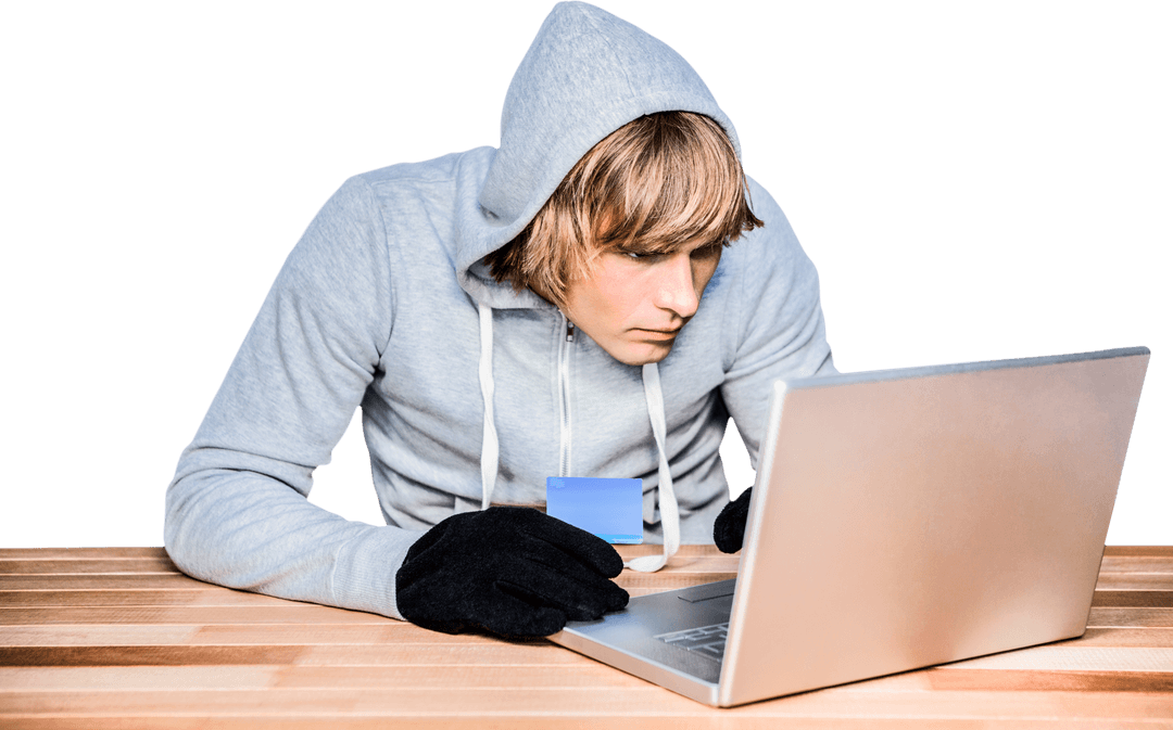Transparent Cybercriminal Hacking with Laptop and Credit Card
