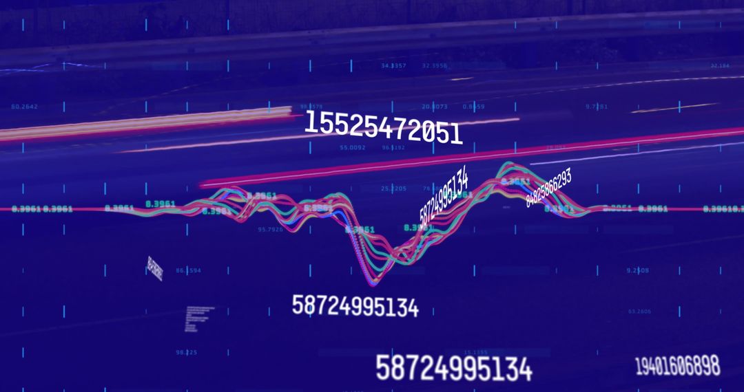 Abstract Digital Data with Flowing Analytics Charts