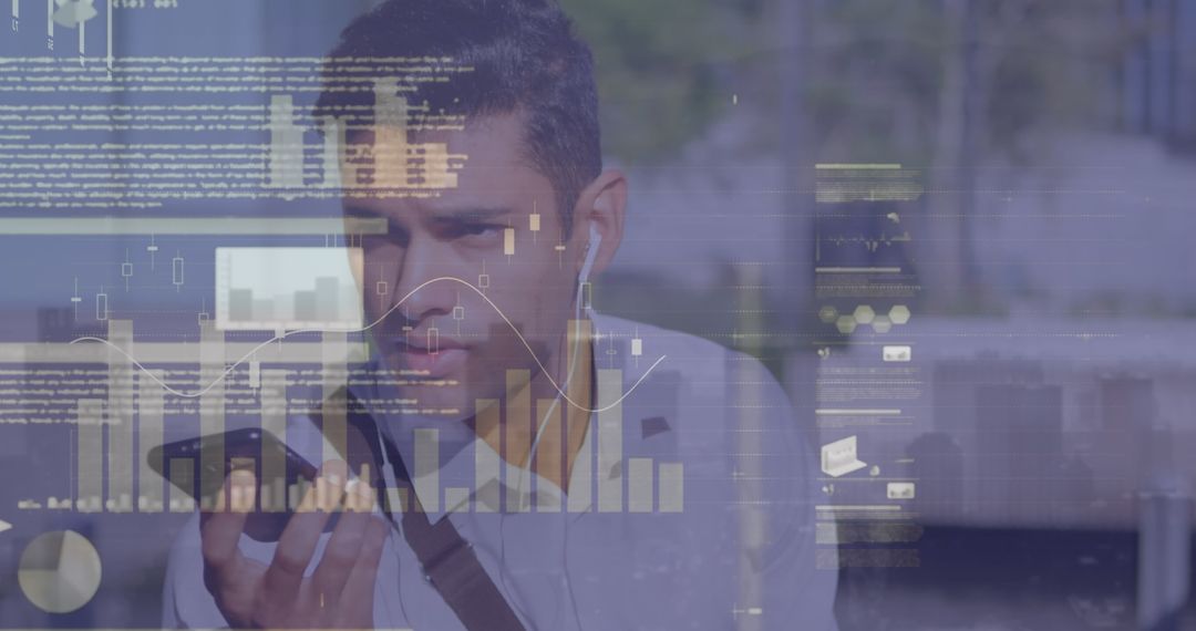 Businessman Analyzing Financial Data Using Smartphone