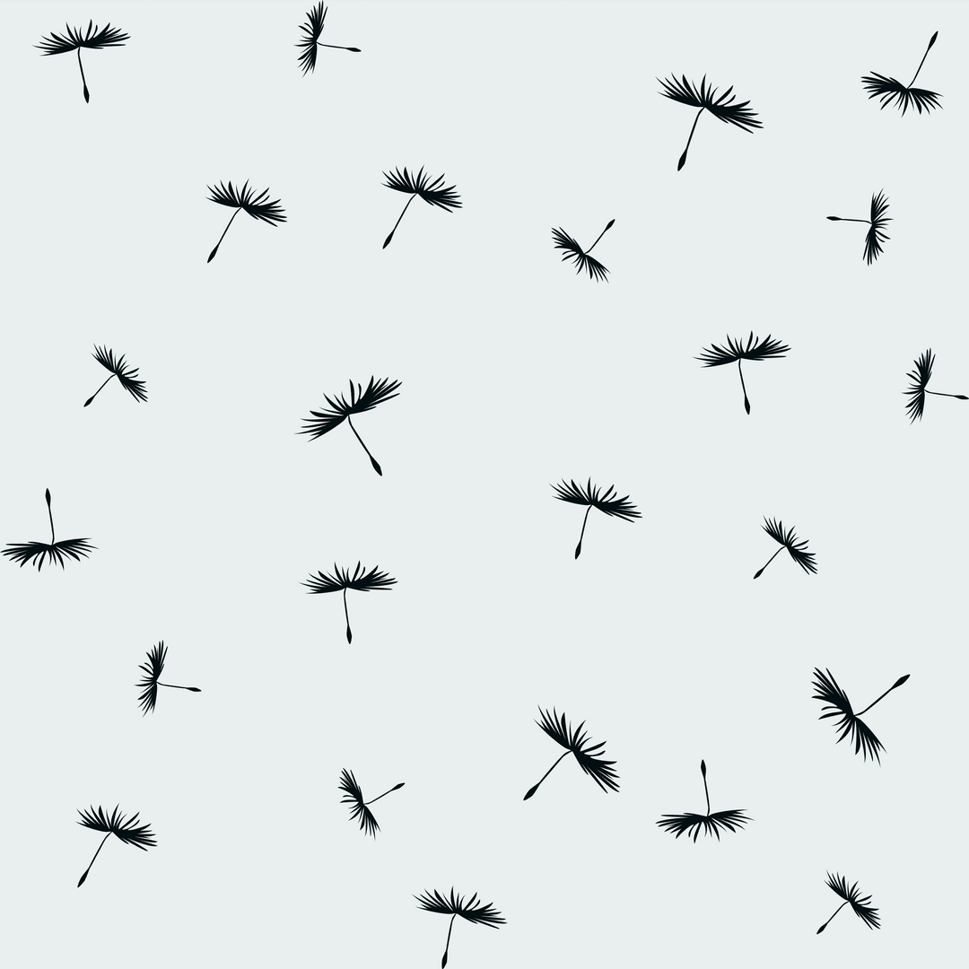Black Dandelion Seeds Pattern on Transparent Background