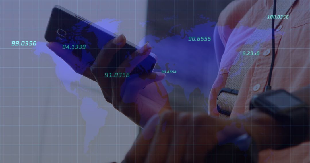 Global Businesswoman Connecting Through Smartphone and Digital Interface