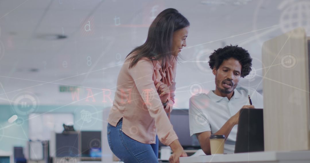 Coworkers Strategizing with Digital Financial Data Overlay