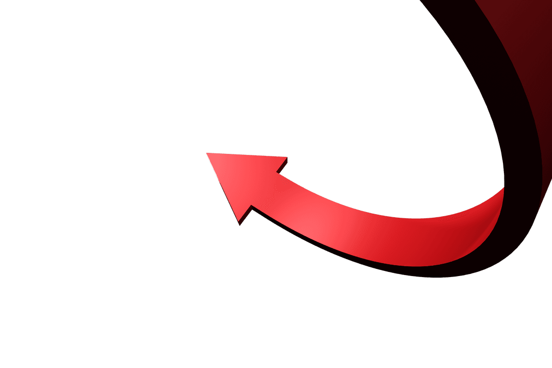 Red Curved Up Arrow Illustration on Transparent Background