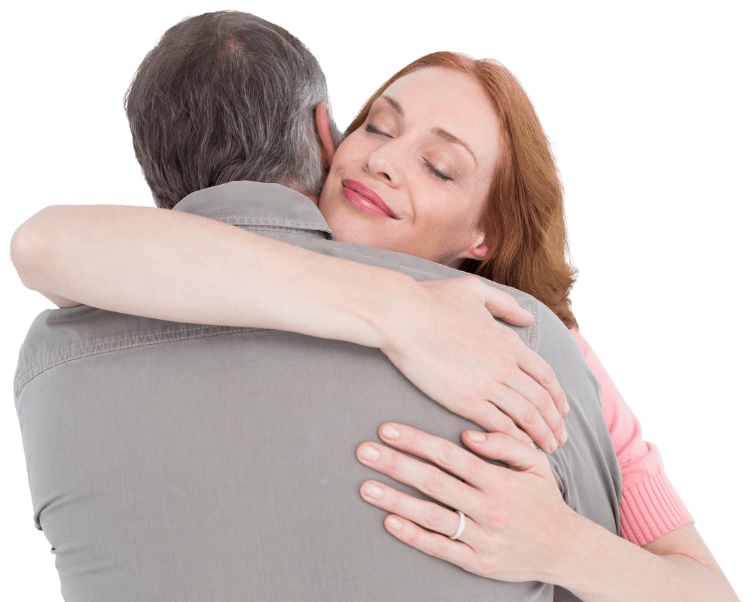 Transparent Hugs: Casual Couple Expressing Warm Embrace