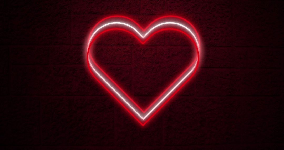 Neon Heart Sign on Dark Brick Wall - Free Images, Stock Photos and Pictures on Pikwizard.com