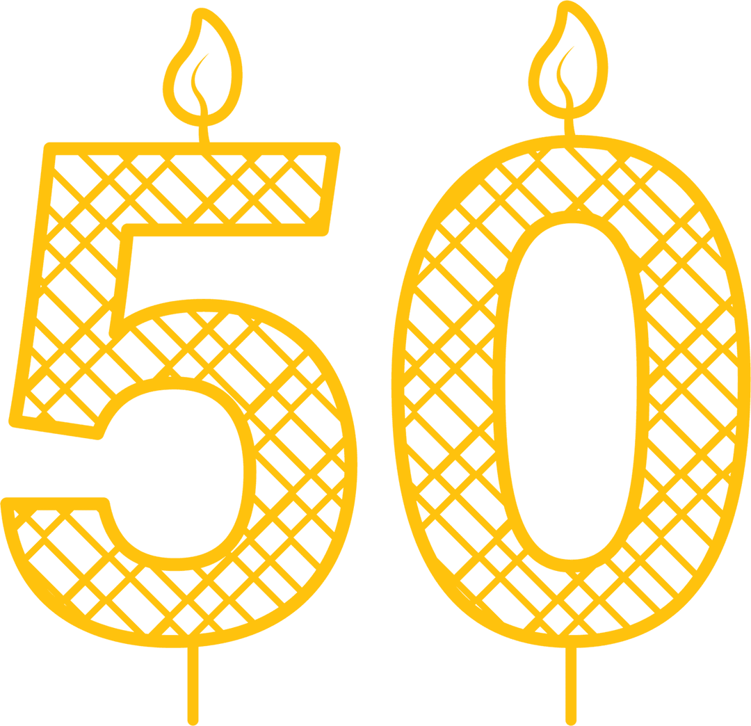 Birthday Number 50 Candle Design on Transparent Background