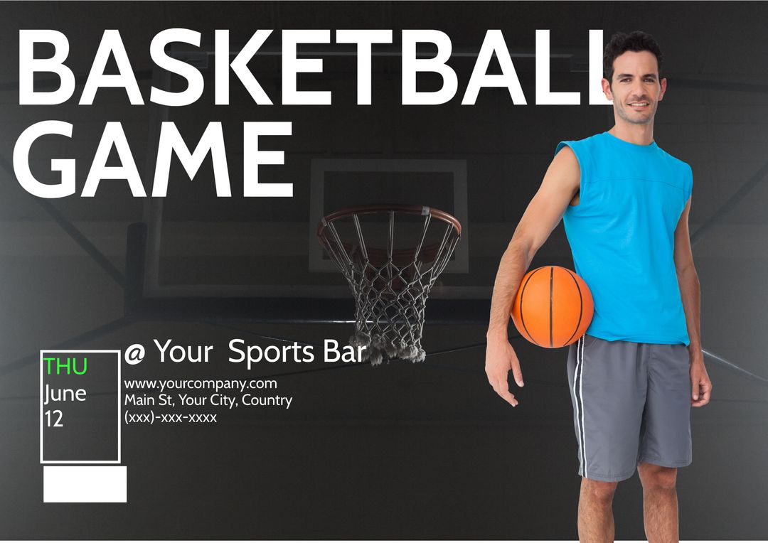 Enthusiastic Male Basketball Player Promoting Sports Event - Download Free Stock Templates Pikwizard.com