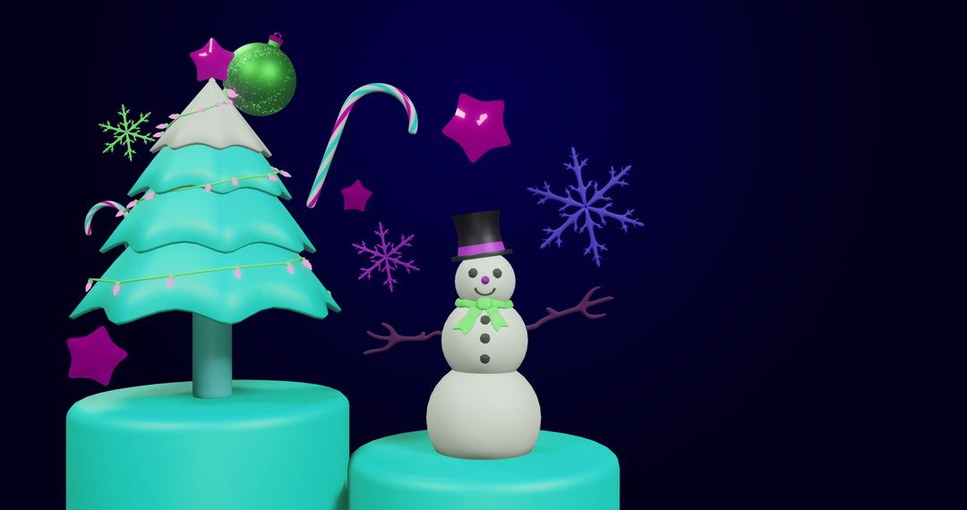 Festive Christmas Display with Tree and Snowman Decorations