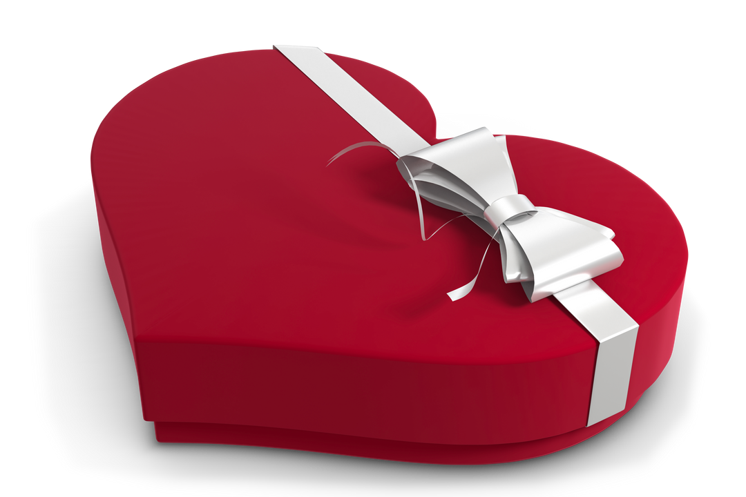 Elegant Heart Shaped Box of Candy with a White Ribbon Isolated on Transparent Background - Download Free Stock Images Pikwizard.com