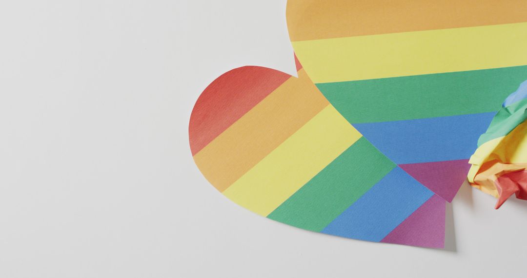 Image of rainbow hearts over white surface with copy space - Free Images, Stock Photos and Pictures on Pikwizard.com