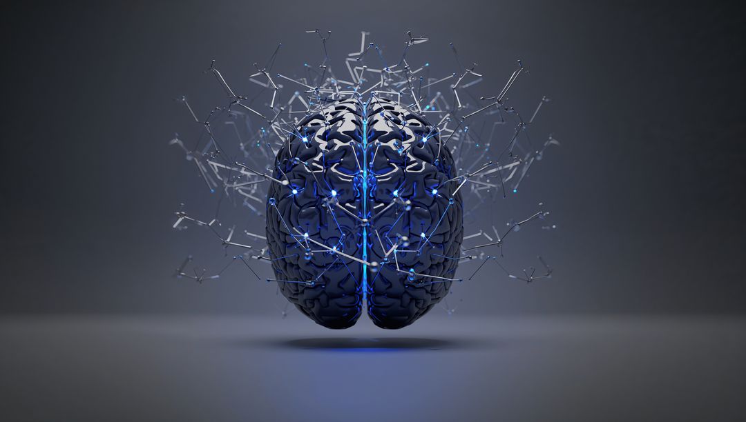 Futuristic Brain Model with Glowing Neural Filaments