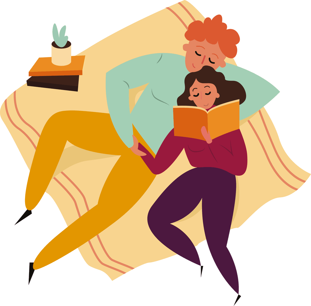 Romantic Couple Lounging on Transparent Background