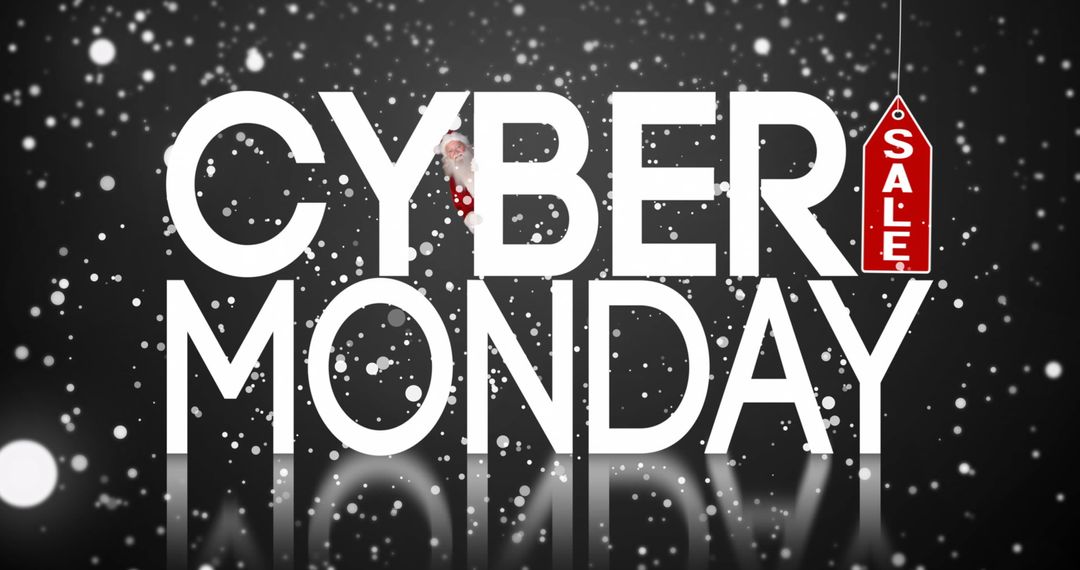 Cyber Monday Sale Text with Falling Snowflakes