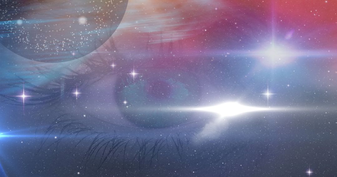 Surreal Eye Overlays with Stars and Abstract Light