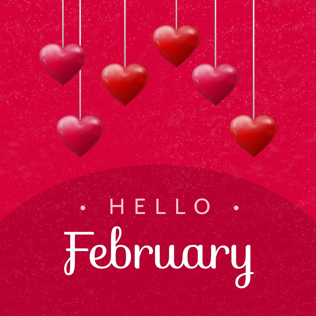 Composition of hello february text over hearts - Download Free Stock Templates Pikwizard.com