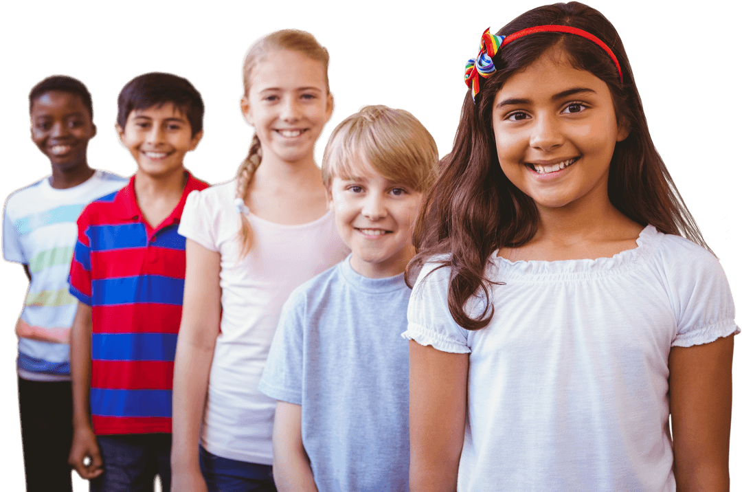 Transparent Diverse Group of Smiling Kids Together