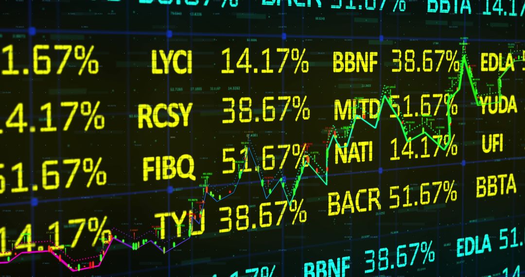 Green Numbers and Graph Depicting Earning Projections on Electronic Display