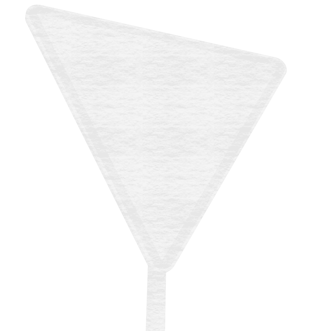 White Inverted Triangle Icon on Transparent Background