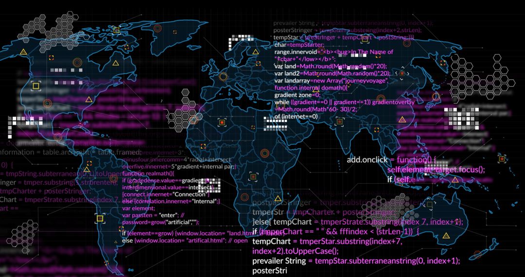 global digital interface with world map and data streams - Free Images, Stock Photos and Pictures on Pikwizard.com