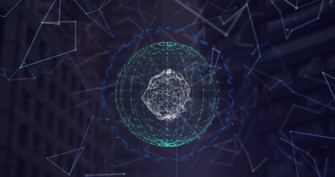 Futuristic Digital Interface with Network Sphere Connections