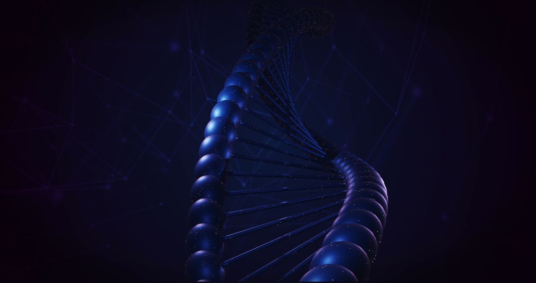 Futuristic 3D Blue DNA Strand on Dark Background