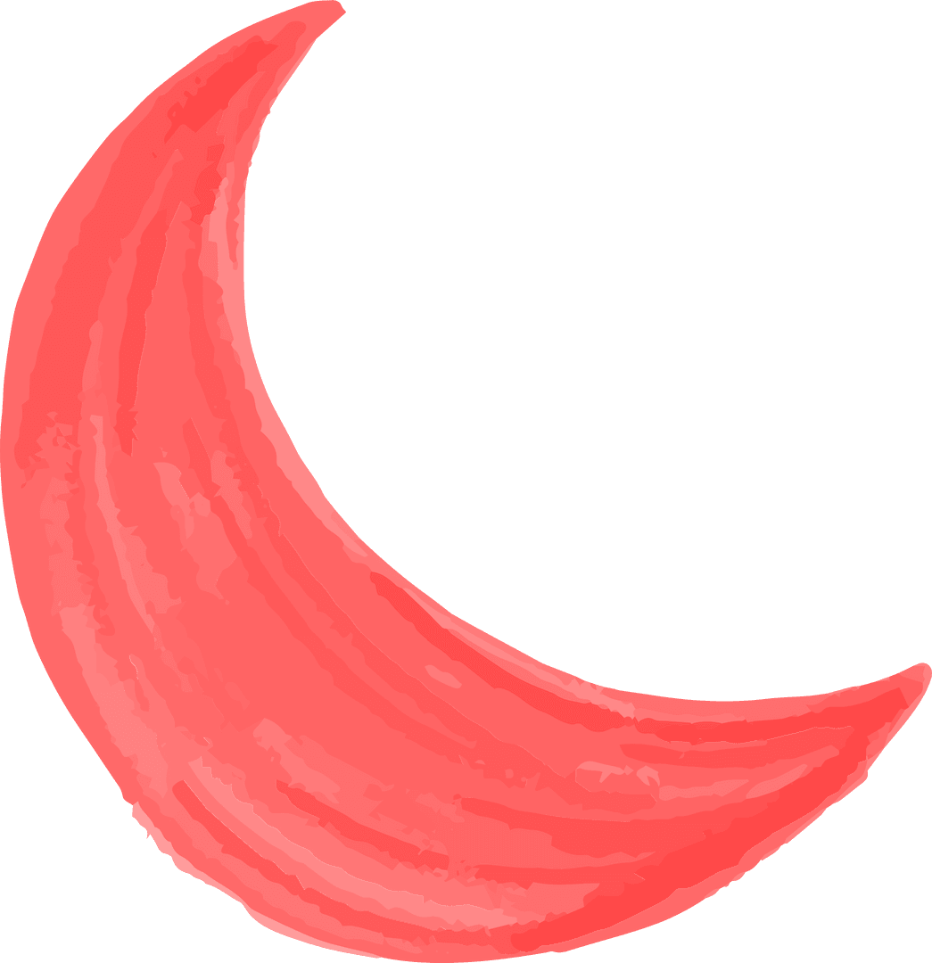 Red Crescent with Brushstroke Texture on Transparent Background