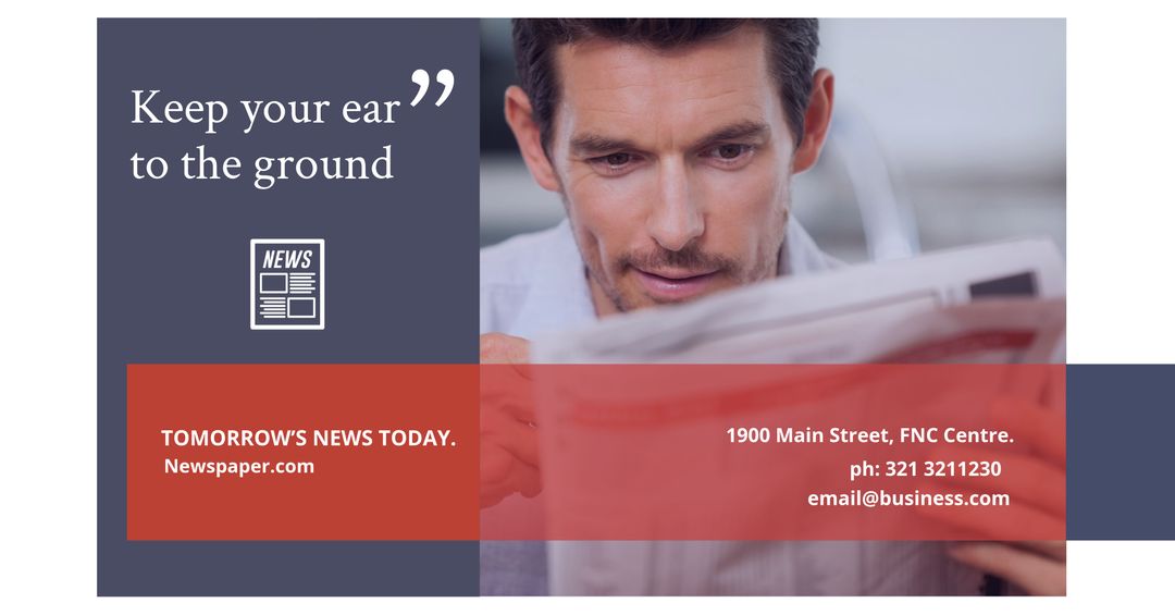 Focused Man Reading Reflecting Modern Journalism and Information Seeking