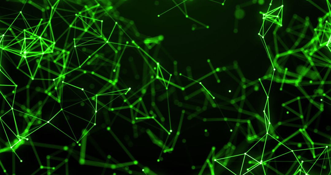 Digital Network Abstract with Green Glowing Connections