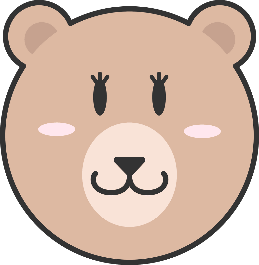 Cute Bear Head Illustration Transparent Mascot Design