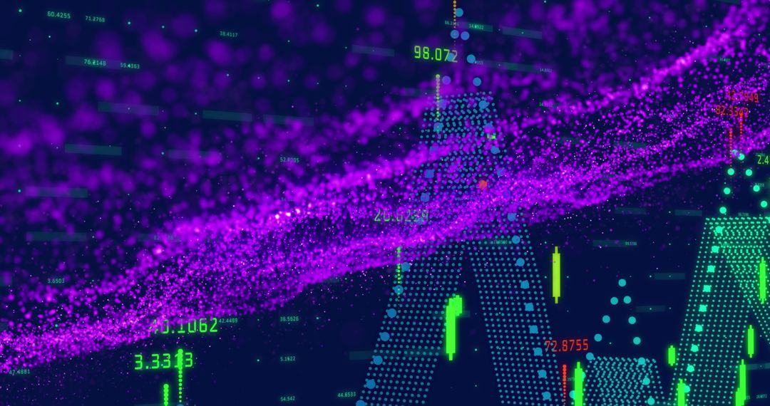 Abstract Digital Wave with Stock Market Indicators