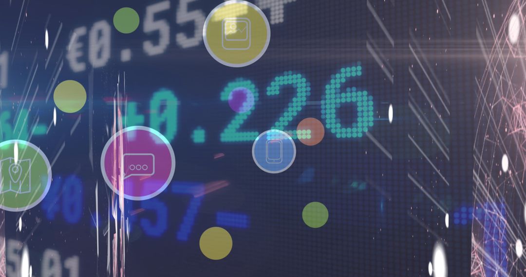 Digital Interface Icons on Financial Market Display