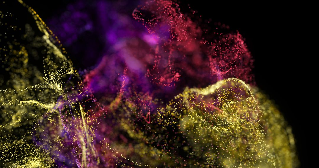 Vibrant Pink and Yellow Particles Swirling with Energy