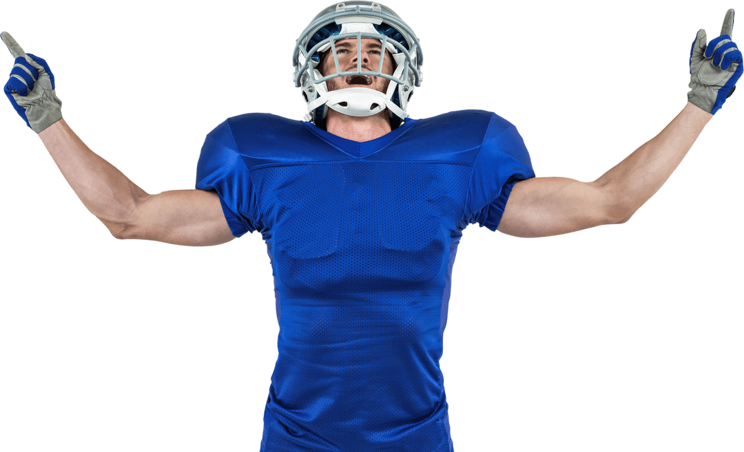 Triumphant American Football Player with Transparent Background Celebrating