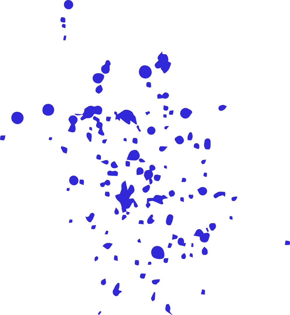 Abstract blue confetti dots pattern on transparent background