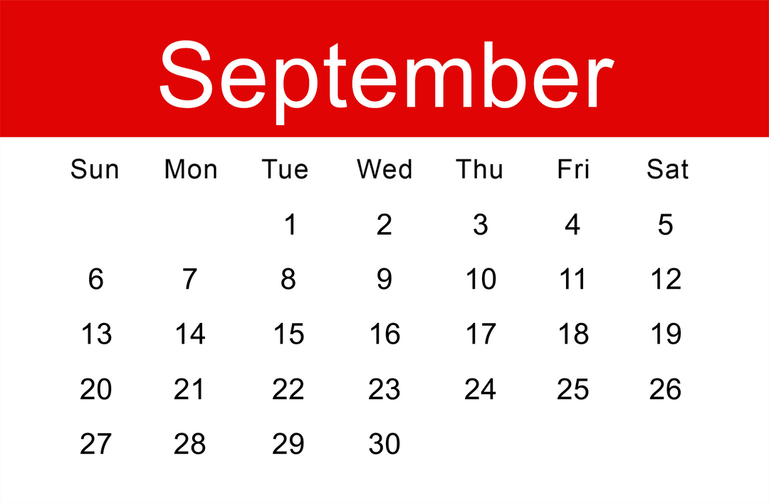 Transparent Calendar Design Highlighting September