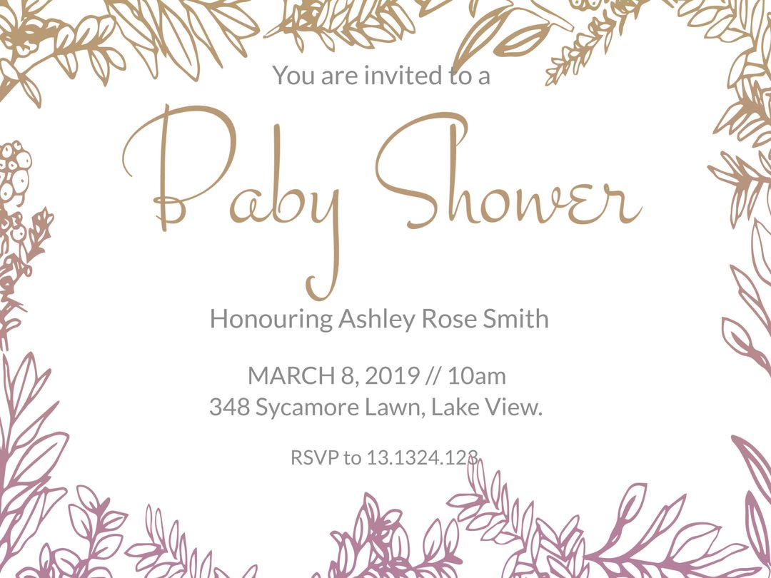 Botanical Baby Shower Invitation with Elegant Typography