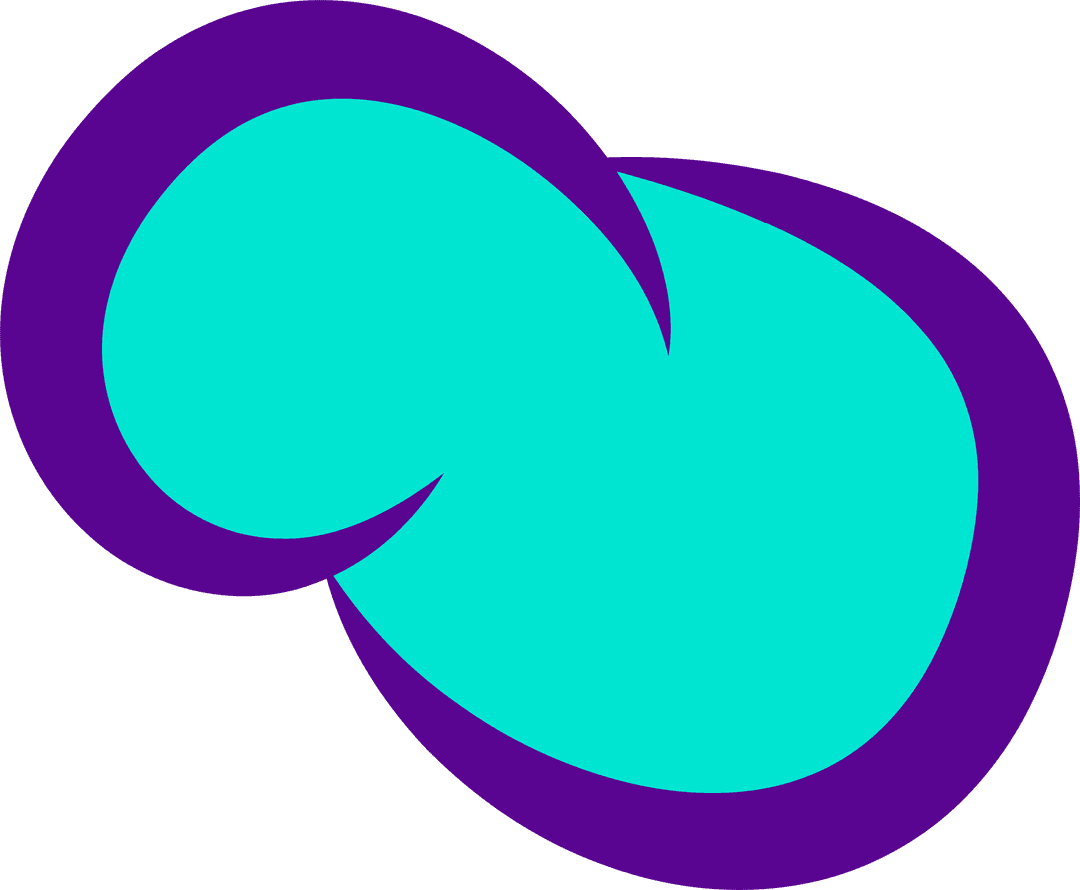 Geometric Abstract Design with Turquoise and Purple Ovals Transparent Background