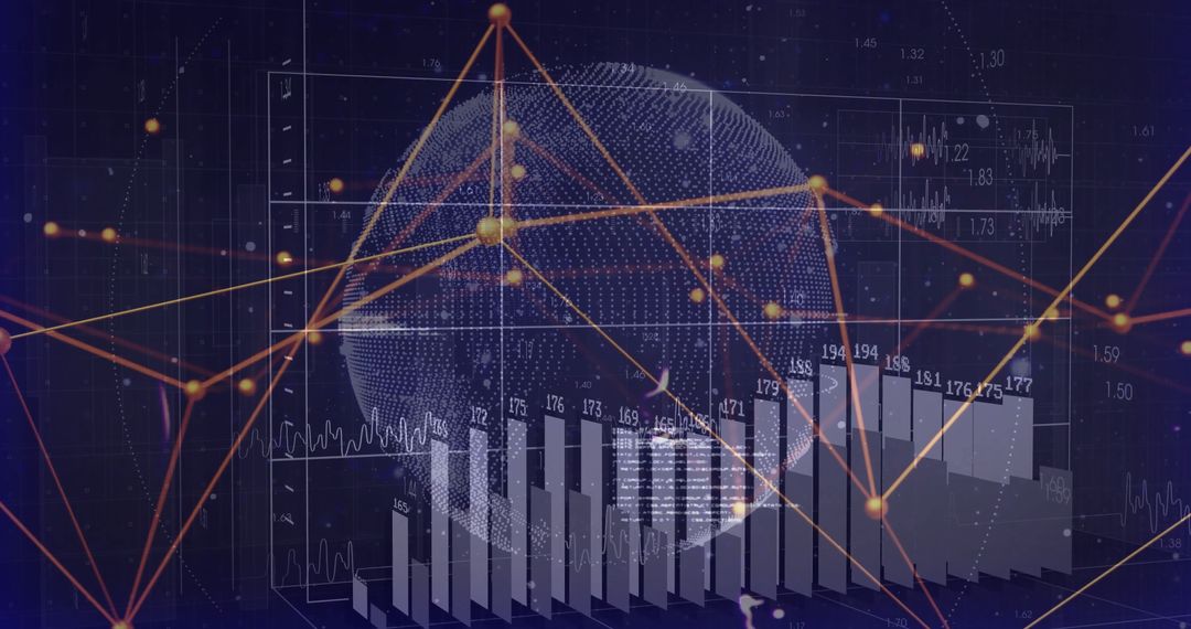Futuristic 3D Sphere with Analytics and Data Visualization