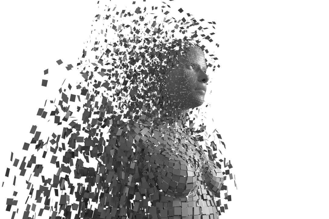 Transparent Female Render Disintegrating into Pixels 3D Digital Art - Download Free Stock Images Pikwizard.com