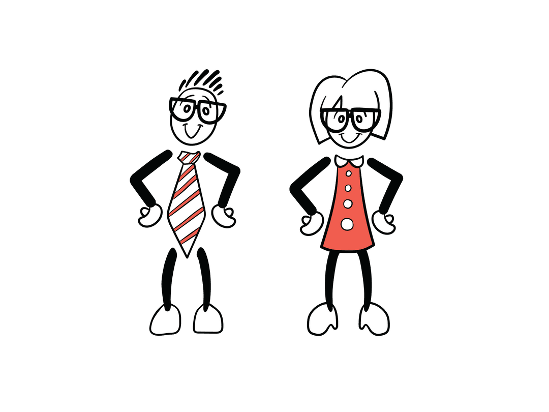 Happy Couple Graphic Characters On Transparent Background