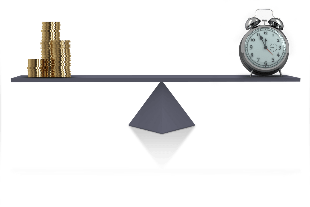 Time and Money Balance Concept Illustration on Transparent Background
